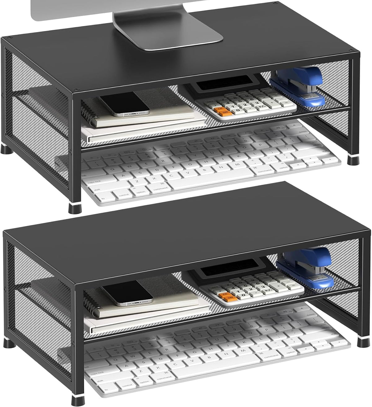 Adjustable Wooden Monitor Riser, Home Office Desk Organizer
