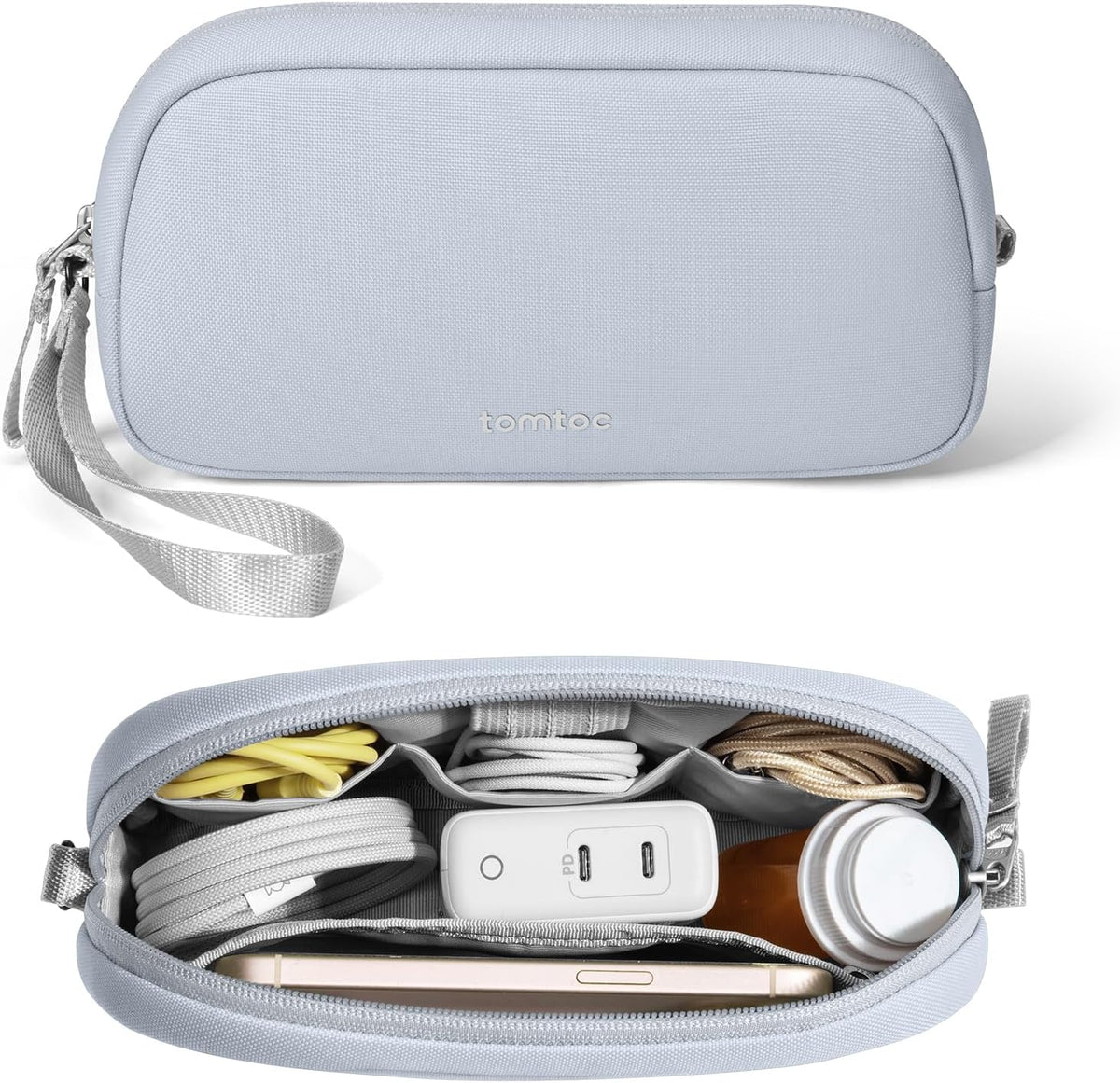 Electronic Organizer Travel Case, Dual Compartment Tech Organization