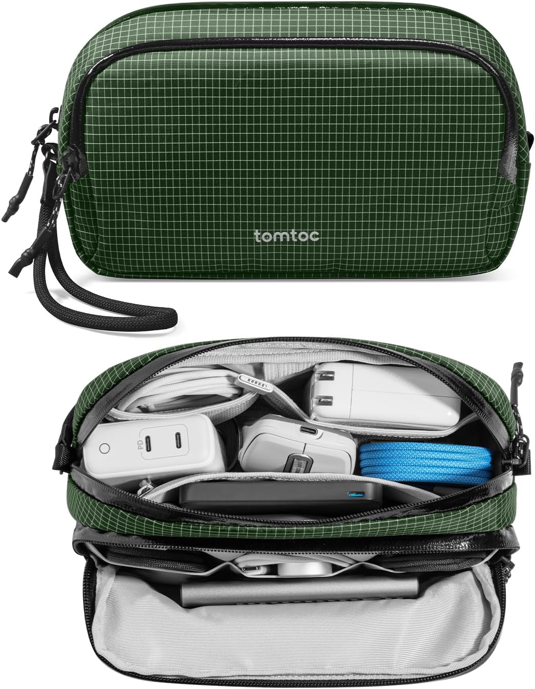 Electronic Organizer Travel Case, Dual Compartment Tech Organization