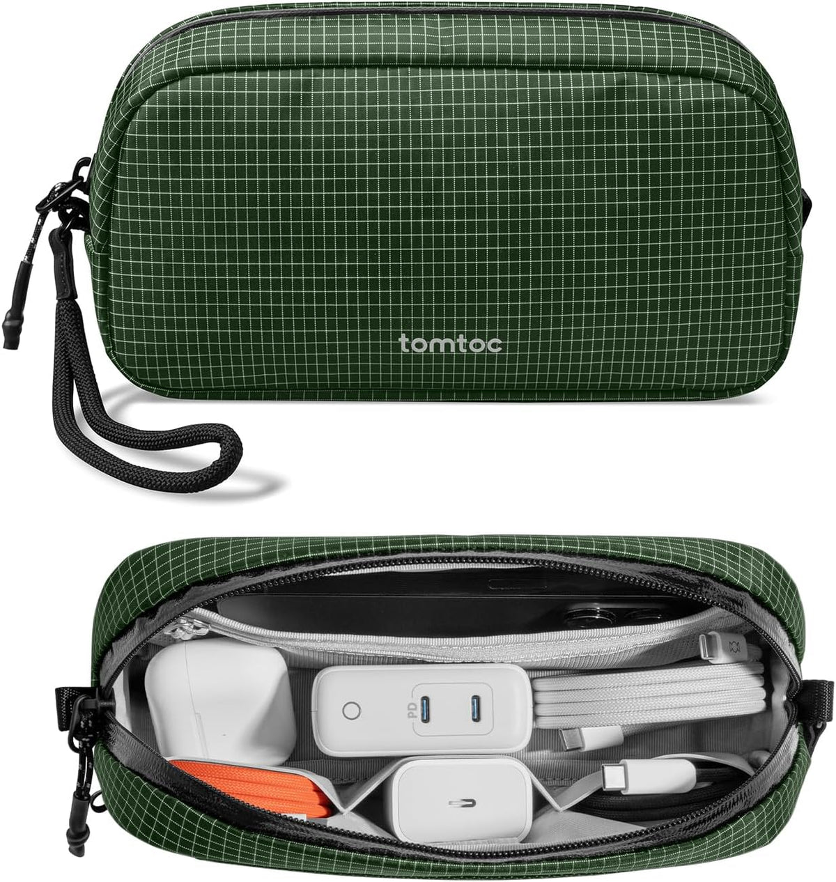 Electronic Organizer Travel Case, Dual Compartment Tech Organization