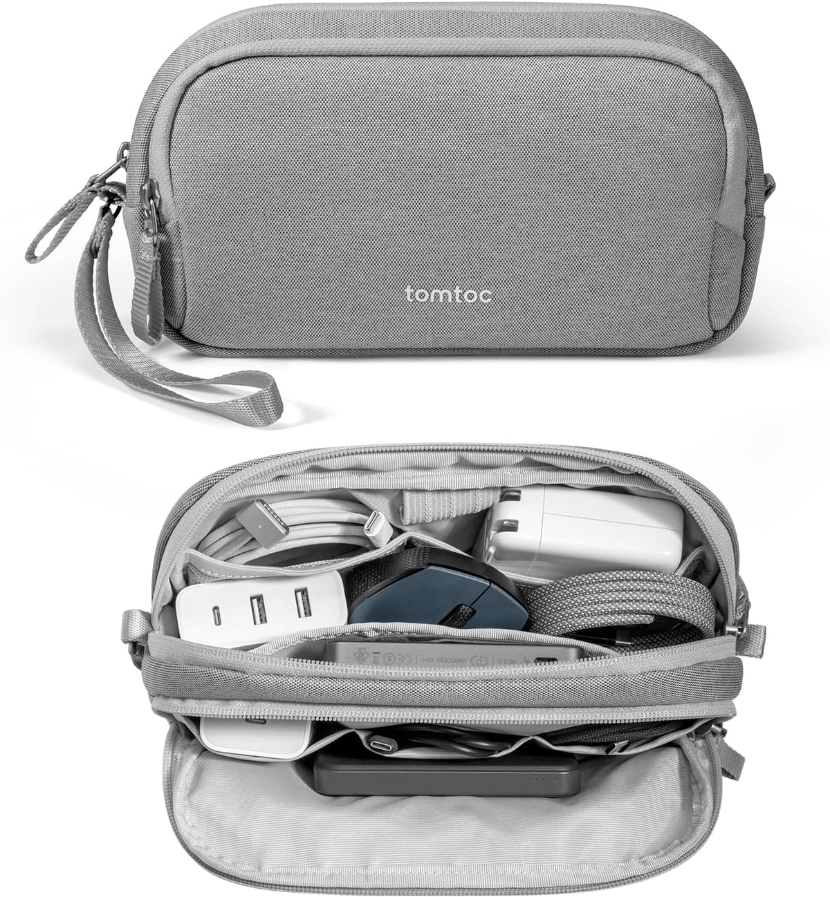 Electronic Organizer Travel Case, Dual Compartment Tech Organization