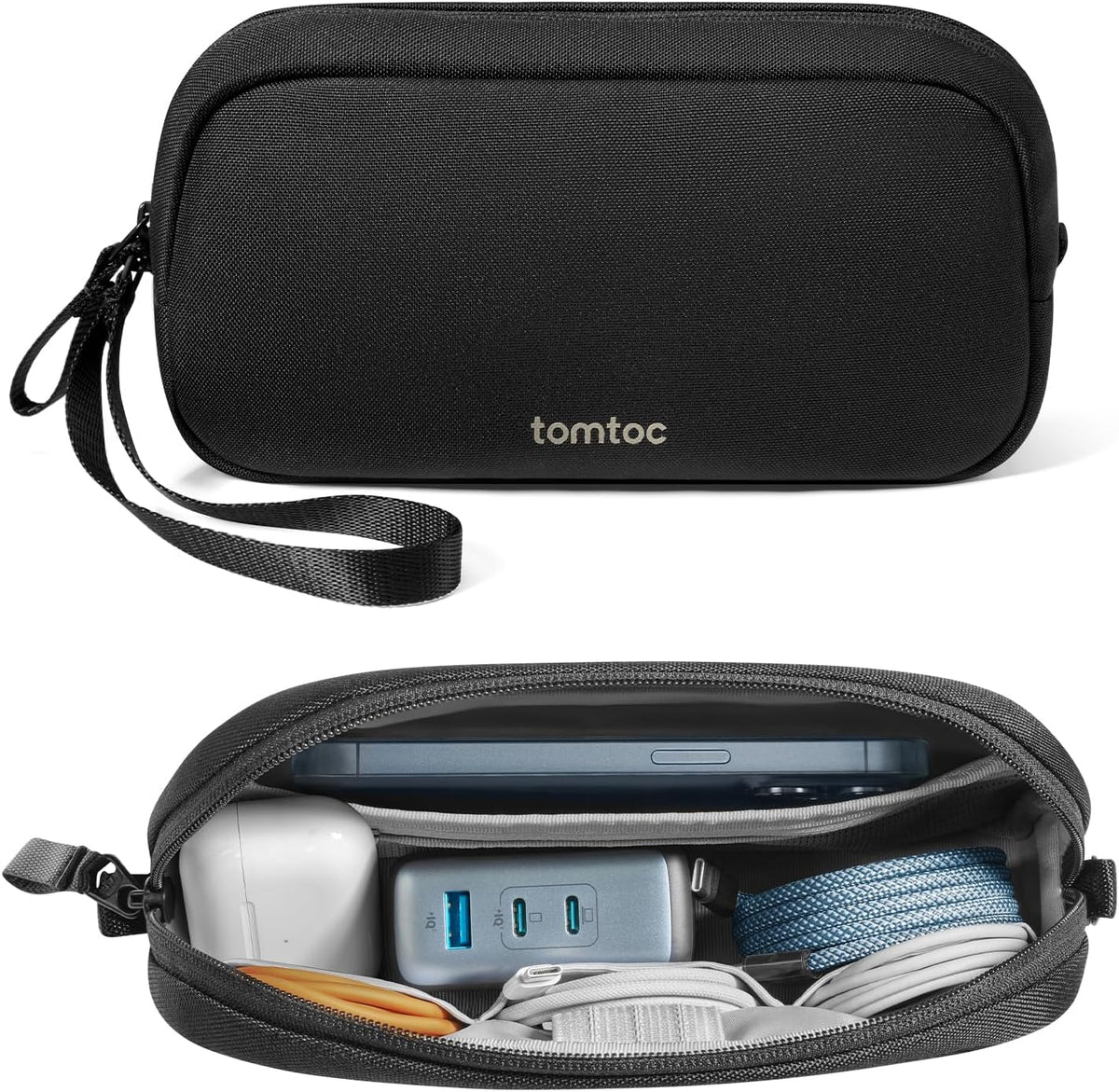 Electronic Organizer Travel Case, Dual Compartment Tech Organization