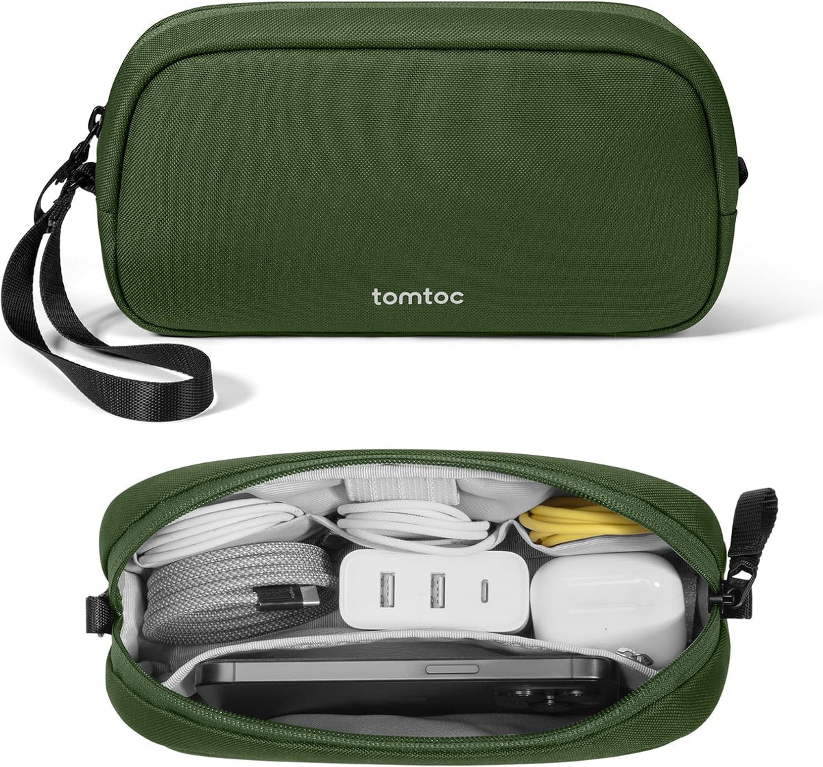 Electronic Organizer Travel Case, Dual Compartment Tech Organization