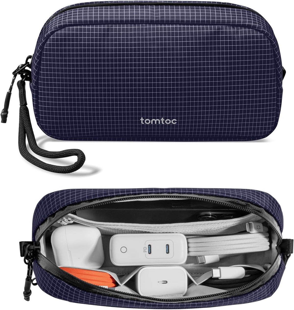 Electronic Organizer Travel Case, Dual Compartment Tech Organization