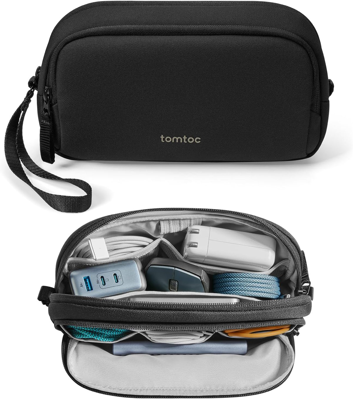 Electronic Organizer Travel Case, Dual Compartment Tech Organization