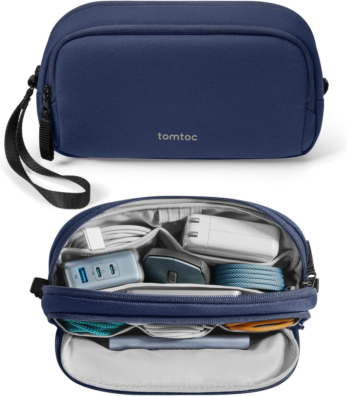 Electronic Organizer Travel Case, Dual Compartment Tech Organization