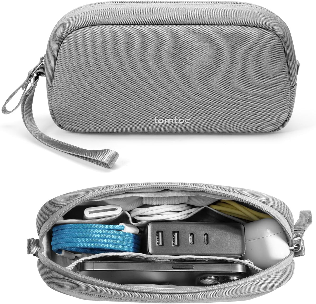 Electronic Organizer Travel Case, Dual Compartment Tech Organization