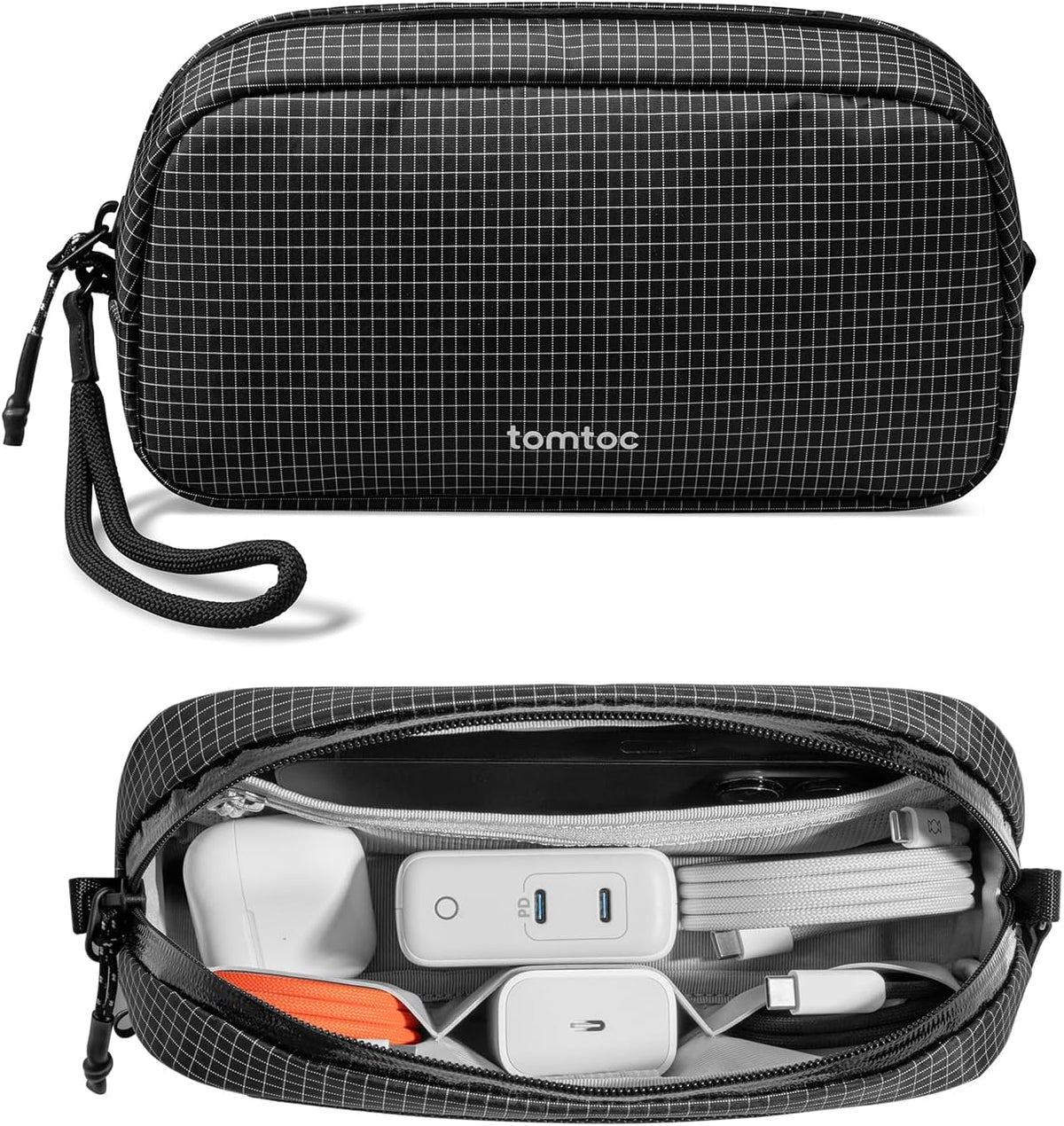 Electronic Organizer Travel Case, Dual Compartment Tech Organization