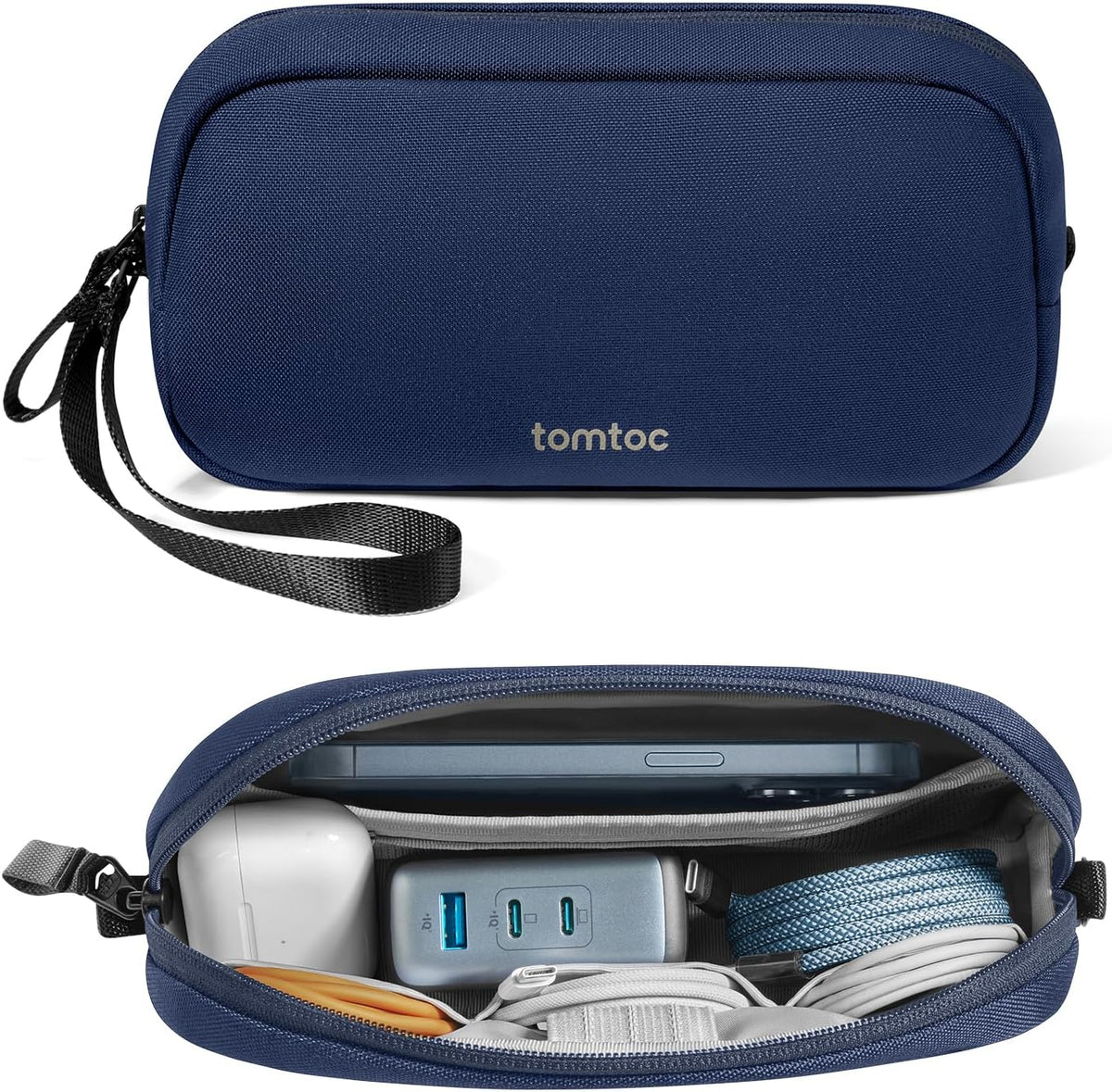 Electronic Organizer Travel Case, Dual Compartment Tech Organization